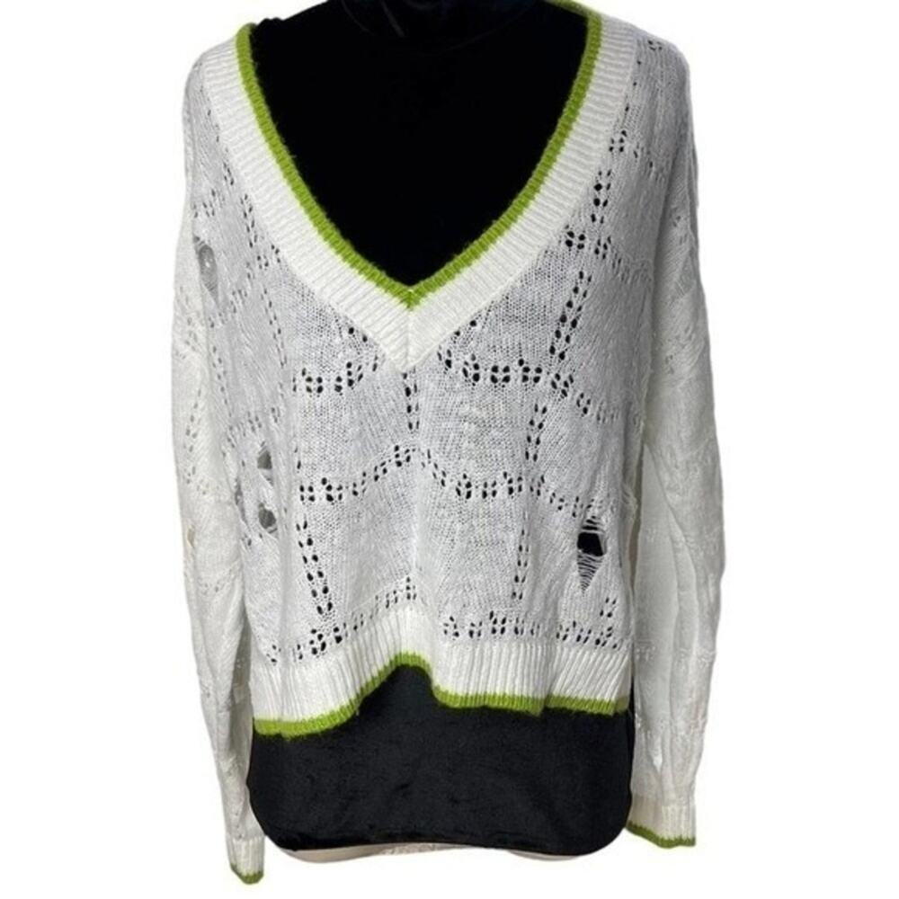 Elliot Preppy V-Neck Tennis Sweater, Academia, Distressed, Club, Old Money, S - Picture 3 of 10
